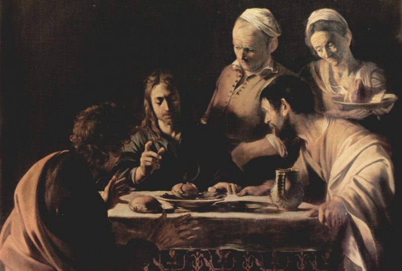 Michelangelo Merisi detto il Caravaggio, "Cena in Emmaus" , 1606, 141x175 cm, Pinacoteca di Brera