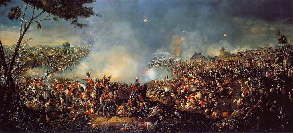 Wiliam Sadler, "La battaglia di Waterloo", olio su tela, 81x177 cm. 