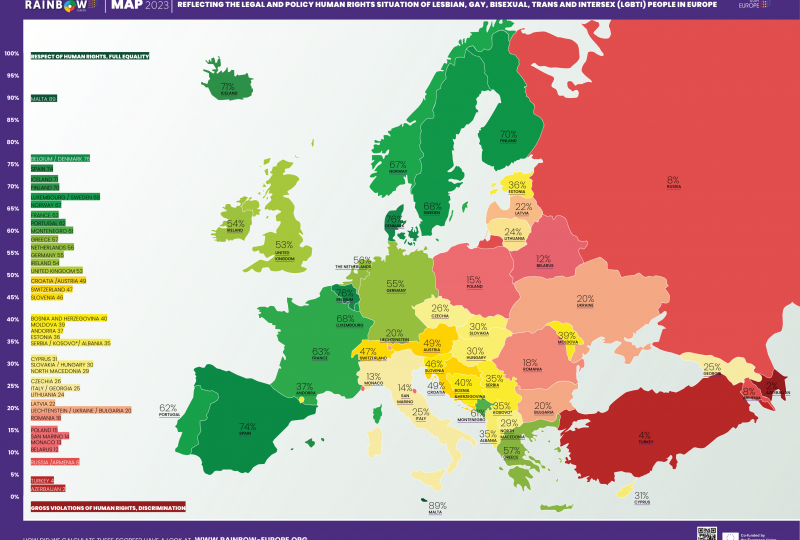 La Mappa dell'Europa Arcobaleno 2023.