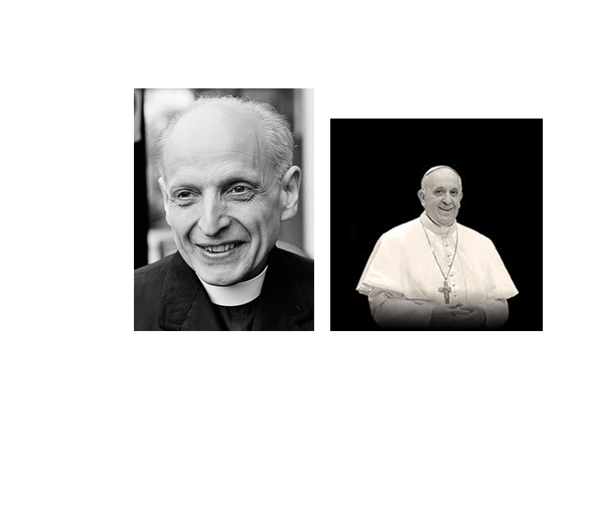 Perdo Arrupe e Jorge Mario Bergoglio, Papa Francesco, entrambi membri della Compagnia di Gesù