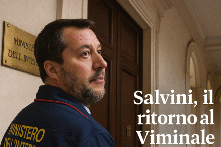 Salvini, ministro dei trasporti, ha un sogno: tornare a governare il Palazzo del Viminale, dove ha sede il ministero dello interno
