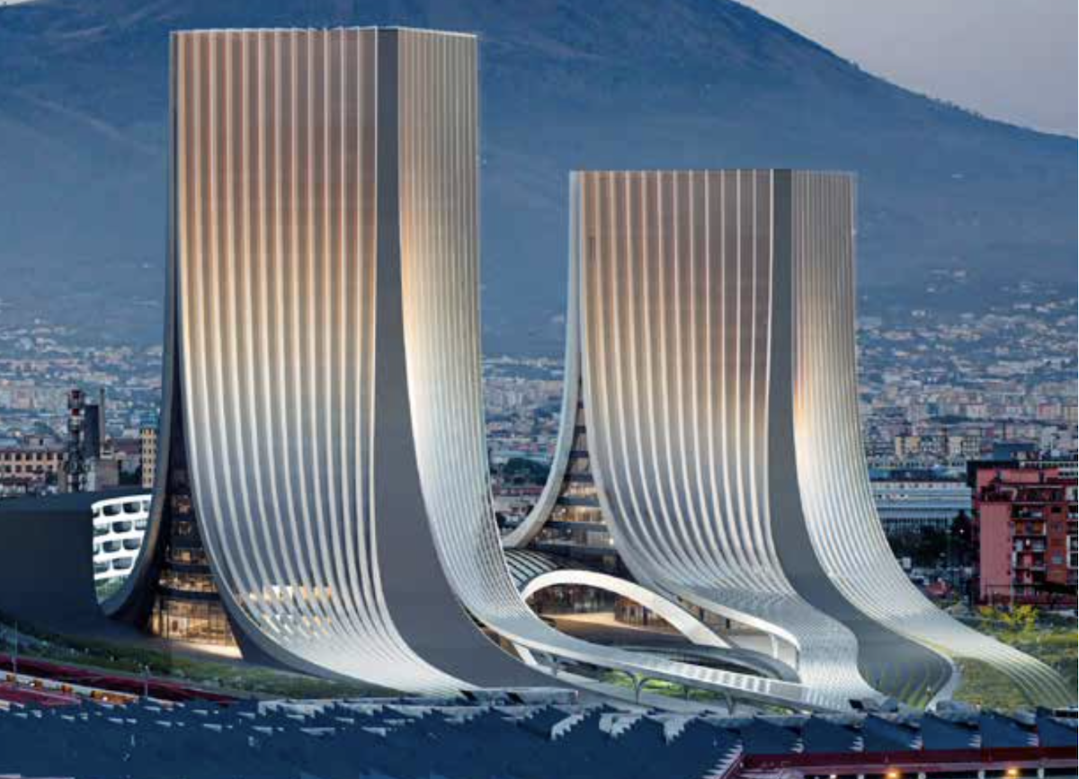 Il render del progetto della Nuova regione Campania firmato dallo studio Hadid