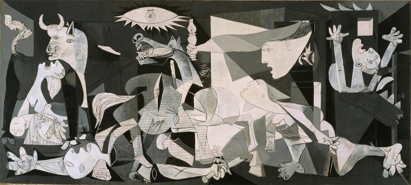 Guernica, il capolavoro di Pablo Picasso dedicato al massacro. Simbolo di una lotto contro le guerre: una lotta persa, se pensiamo alla storia di Gaza, Buca e Srebrenica