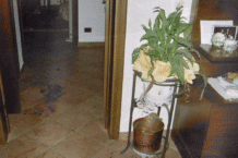 Una delle immagine storice della scena del crimine, dopo l’omicidio di Chiara Poggi a Garlasco, per il quale risulta oggi indagato Andrea Sempio