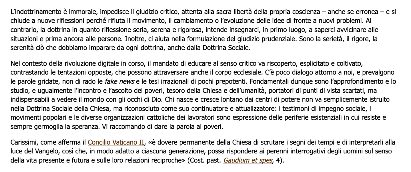 Il passaggio del discorso di Leone XIV ai membri della Fondazione Centesimus Annus