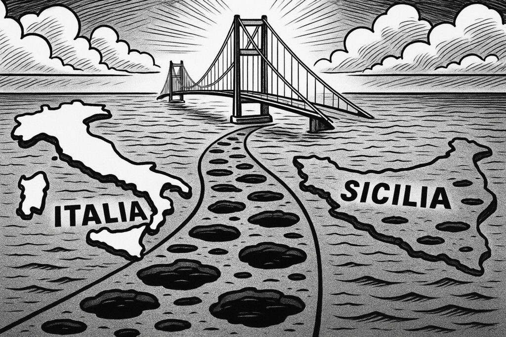 Già vent'anni fa, quando ci si chiedeva come mai in certe zone della Sicilia le strade fossero piene di buche, si spiegava che i fondi per colmarle c'erano, ma erano stati deviati alla causa del Ponte sullo Stretto