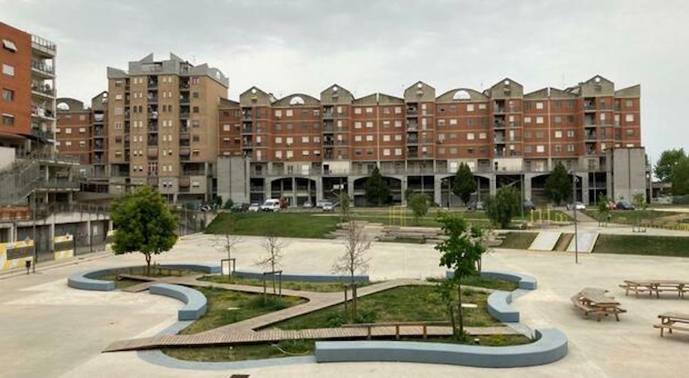 La piazza del Quartiere Toscanini, ad Aprilia, oggetto dell'intervento del comitato guidato da Margherita Manfra