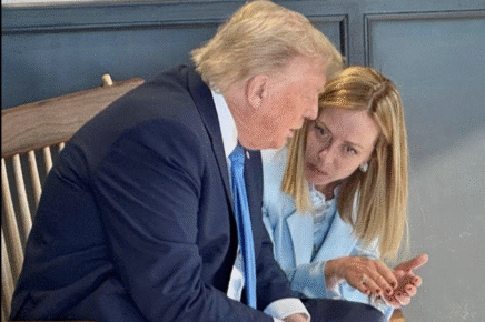Meloni e Trump al G7 di giugno 2025. Il 12 Luglio è arrivata a tutti i paesi UE la lettera che annuncia dazi al 30%