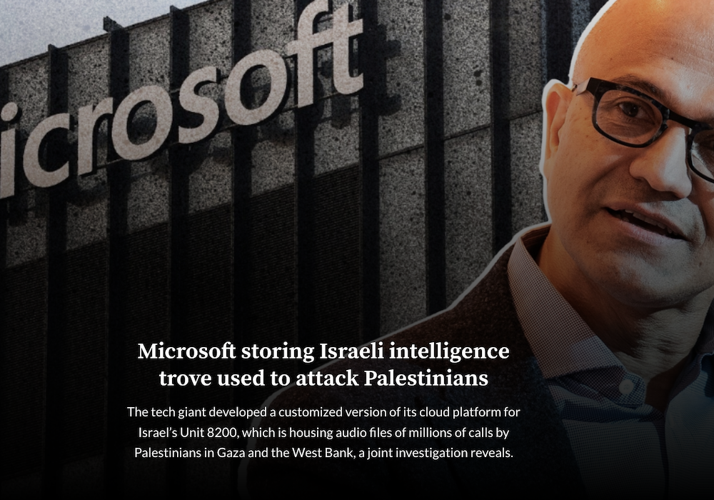 Microsoft Azure è un software utilizzato dai servizi segreti di Israele per spiare i palestinesi. Lo rivela un'inchiesta giornalistica di +972, Locall Call e del Guardian