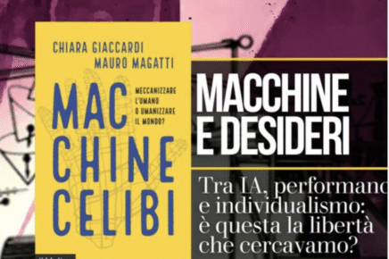 La copertina di Macchine Celibi, edito da Il Mulino, opera di Chiara Giaccardi e Mauro Magatti