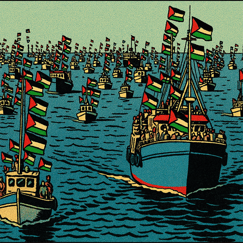 La Global Sumud Flotilla, simbolo di resistenza non violenta e solidarietà internazionale, durante la sua missione per la pace a Gaza.