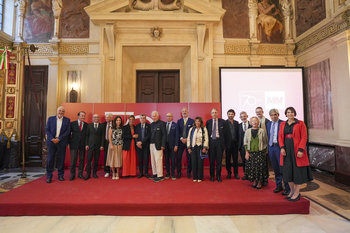 Un'immagine della celebrazione per i 70 anni di MM in Sala Alessi a Palazzo Marino