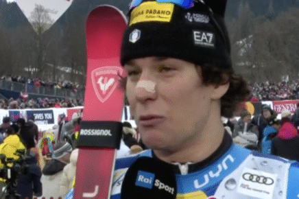 Giovanni Franzoni, commosso, commenta, la sua vittoria a Kitzbuhel