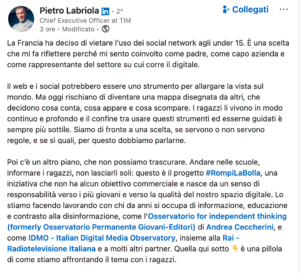post linkedin Pietro Labriola