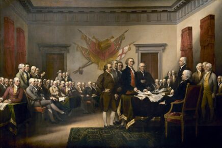 John Trumbull, "Dichiarazione d'indipendenza", Washington, Campidoglio degli Stati Uniti, olio su tela, 1819,
